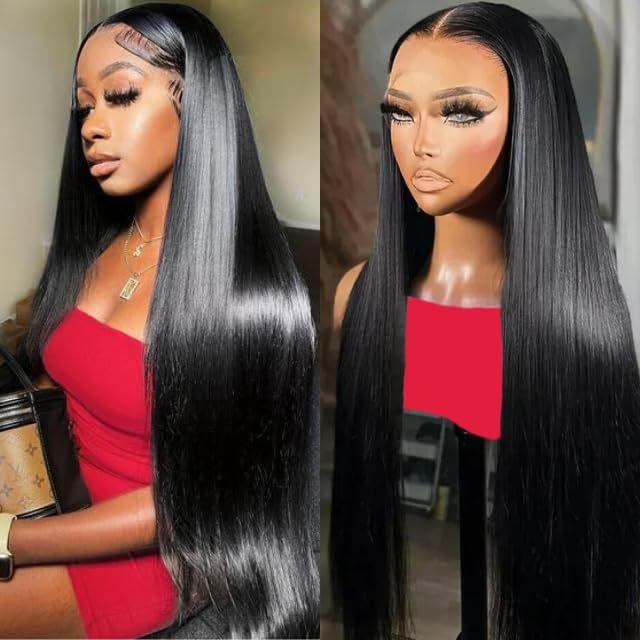 13x6 Straight Lace Front Wigs Human Hair For Women Pre Plucked HD Transparent Body Wave Lace Frontal Wigs For Women 180% Density