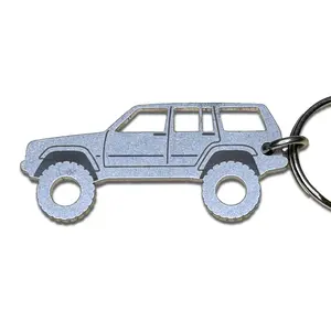 Stainless Steel Keychain for Jeep Cherokee XJ & WJ Models 1987-2004 Heavy Duty 1/8" Thick Silhouette Design with 1.25" Key Ring