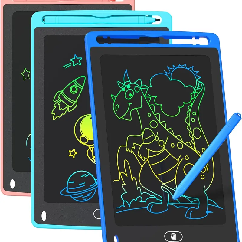 Trend Luxury 3-Pack LCD Writing Tablets Boxed Set - 8.5in & 10in Horizontal ABS Durable Devices, Built-in Batteries & Cells, LED Colorful Electronic Doodle Board, Erasable Kids’ Learning Gift Toys
