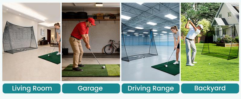 【New】Golf Nets for Backyard, 10x7 ft Golf Practice Net with Frame, Outdoor & Indoor Dual-Use Sturdy for Hitting, Personal Driving Range for Home, Garage and Backyard