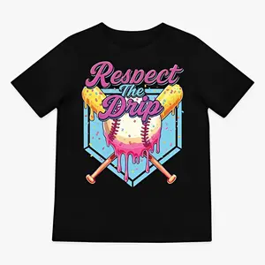 Youth And Adult Baseball Drip Boys Home Plate Sports Respect The Drip T-Shirt, Baseball shirt, Baseball Stuff for Boys, Youth Boys Clothes, Summer Outfitters, Gift for Boy Girl, Game day outfit, summer outfit, birthday gift