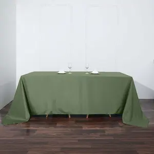 Polyester Rectangle Tablecloth 90"x132" Olive Green with Seamless Finish