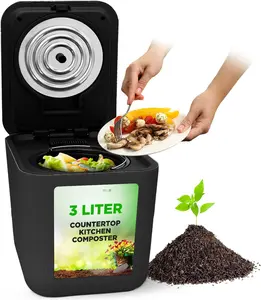 Electric Kitchen Composter |   3 Quart Food Recycler |   Food Waste Compost Bin for Countertop |   1 Button to Compost, Easy to Clean Composter Bucket |   Low Noise, Odorless & Auto Clean |   Grey