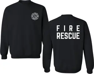 Fire Dept. Fire Rescue Crewneck Sweatshirt | Firefighter Warm Double Side Printed Sweat Shirt
