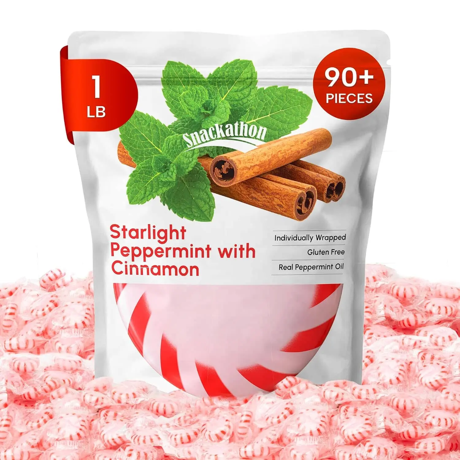 Snackathon Starlight Peppermint Cinnamon Candy, Individually Wrapped