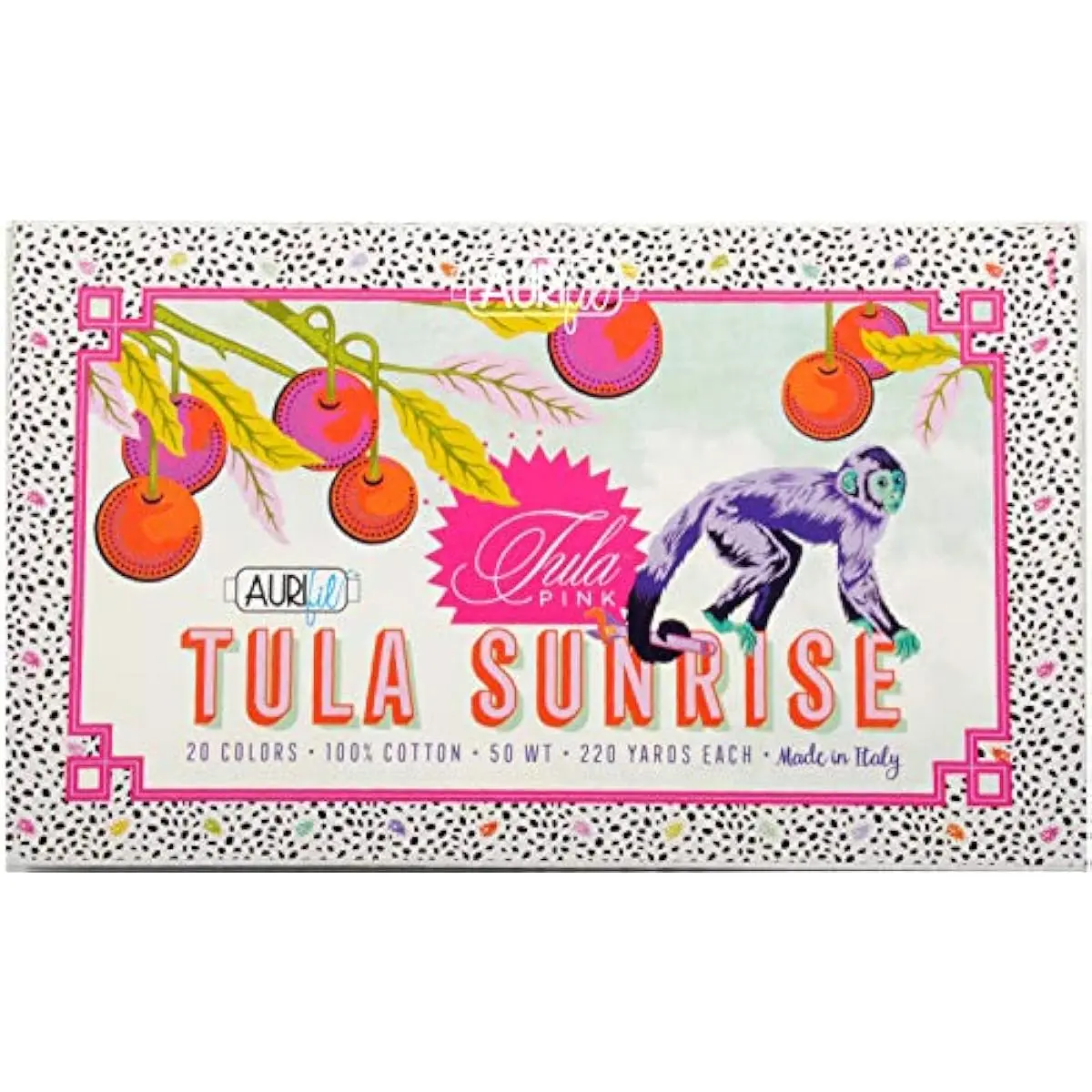 Aurifil Tula Pink Cotton Sewing Thread, Tula Sunrise Collection, 50wt 220 yds Each, 20 Small Spools, Cotton Material, TP50SC20