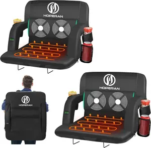 Massage Heated Stadium Seats with Back Support, 3-Level Heating & 6 Modes Massage Portable Bleacher Chairs with Lumbar Pillow for Outdoor Games