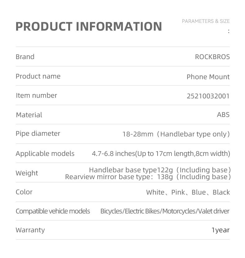 ROCKBROS Motorcycle Phone Mount, Motorcycle Phone Holder with Security Lock, Shockproof Phone Holder for Motorcycle, Adjustable Motorcycle Phone Holder Mount, Suitable for 4.7”-6.8” Phone