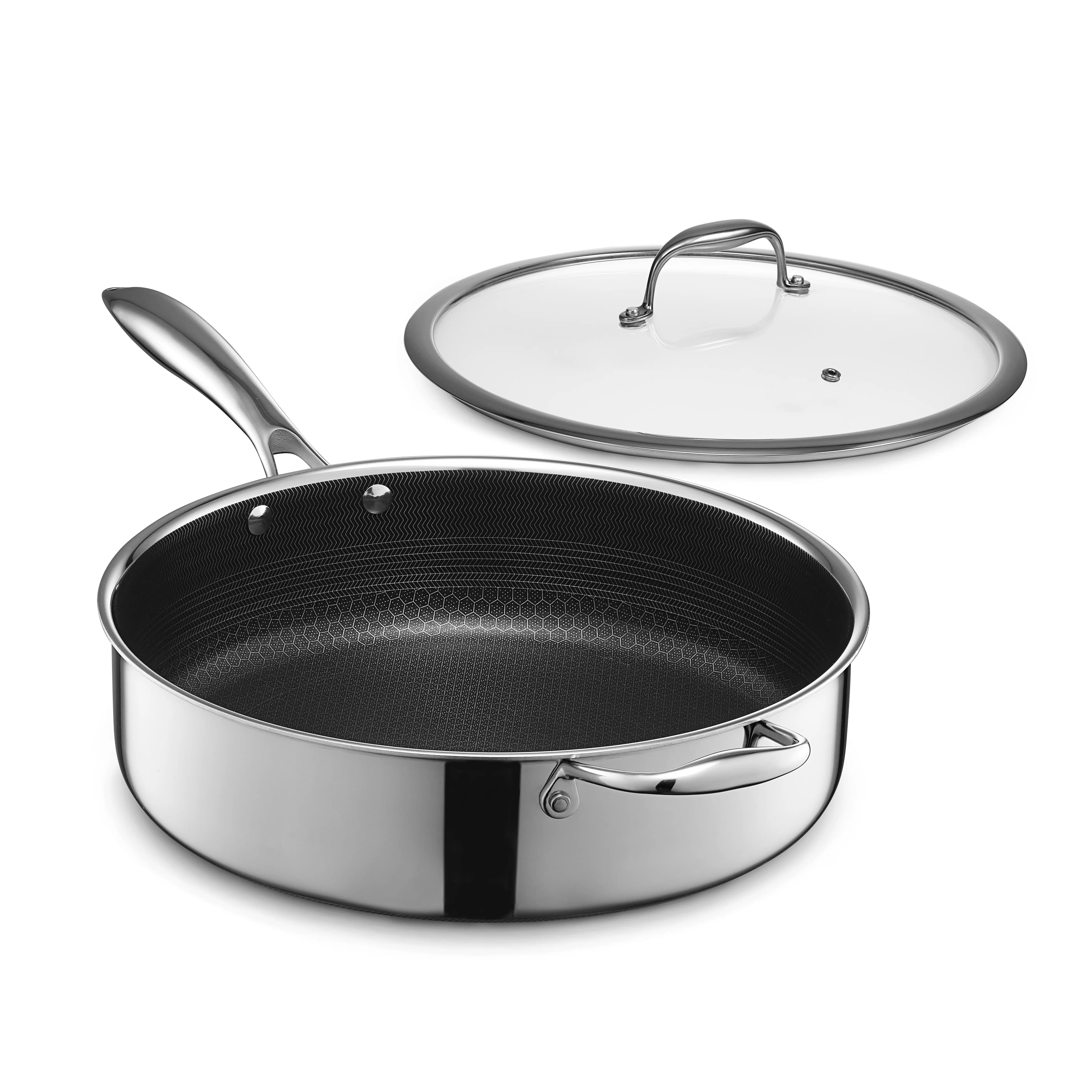 HexClad Hybrid Deep Sauté Pan with Lid