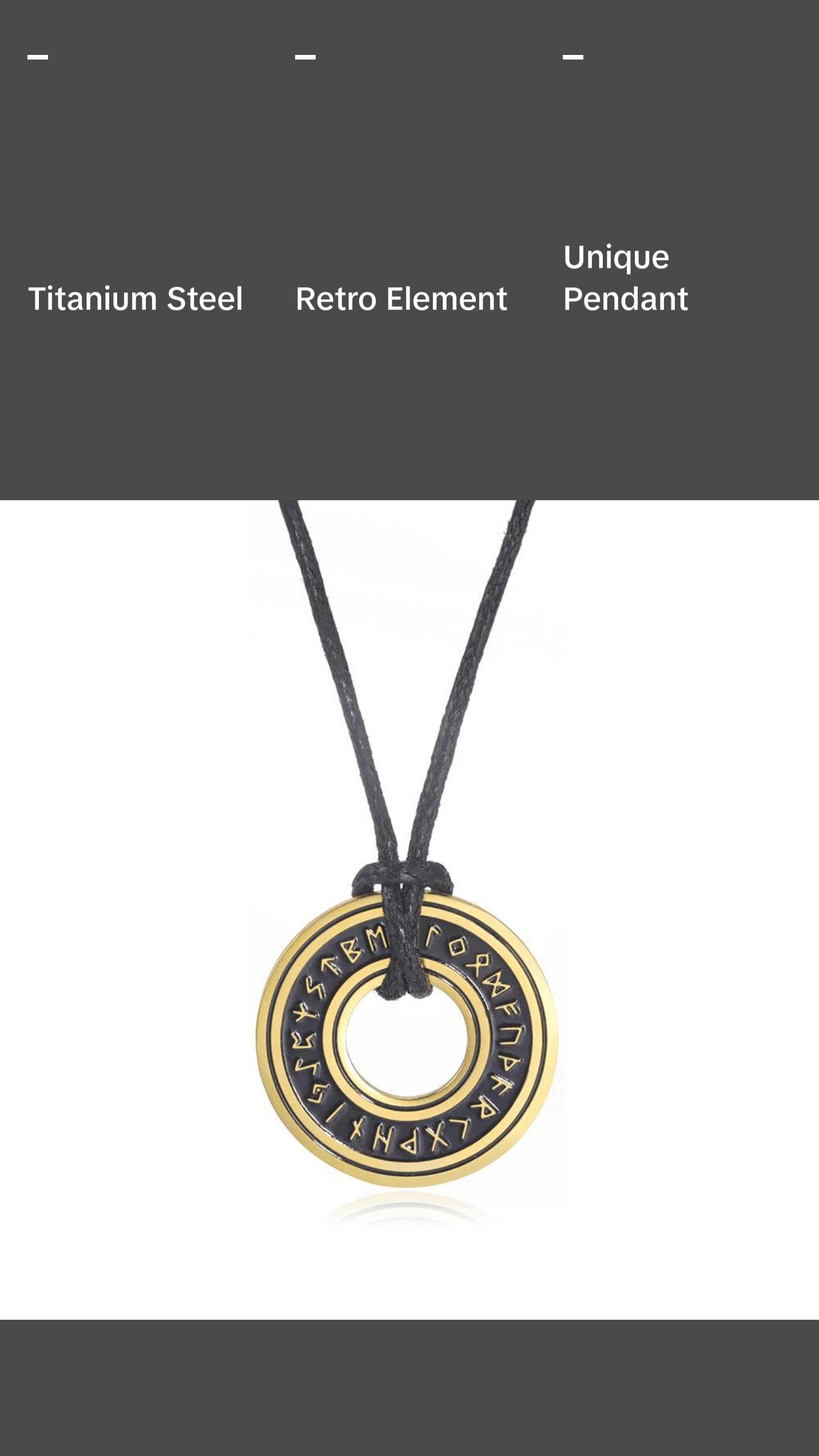 Asgard Crafted Circular Horn Rune Pendant Chain