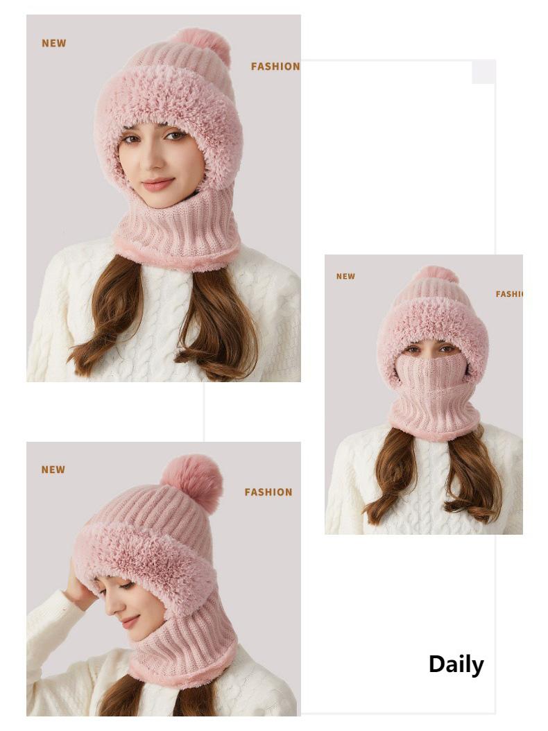 Winter Balaclava Hat Scarf Mask 3 in 1 Set Fleece Lined Windproof Thermal Hooded Neck Warmer with Ear Flaps for Outdoor Sports Cycling Skiing Snowboarding Motorcycling