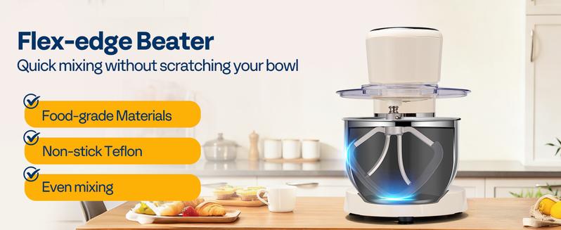 VIVOHOME Multifunctional Stand Mixer, Kitchen Electric Blender, Household Food Mixer for Baking, Bread, and Cakes, with Dough Hook, Beater, Whisk, and Splash Guard