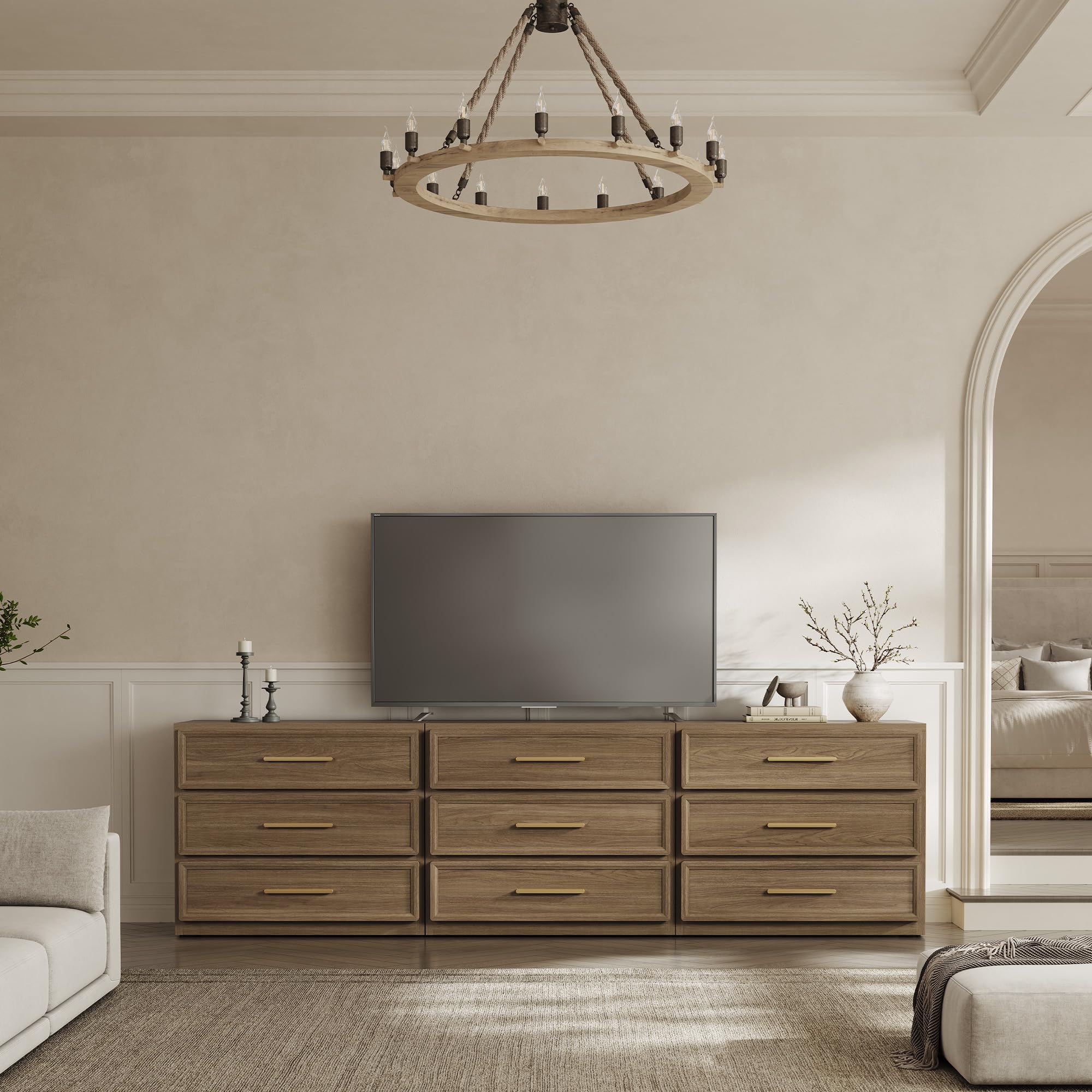 SICOTAS Night Stand Oversized Extra Large Nightstand Tall Bedside Side Table with 3 Drawers with Storage Modern End Table with Golden Handles Night Stands for Bedroom Sofa Couch Office