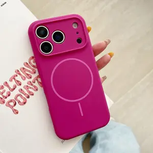 Fine-pore liquid silicone magnetic phone case, fully covers AI button, suitable for iPhone 17 Pro Max iPhone 16 15 14 13 Pro Max