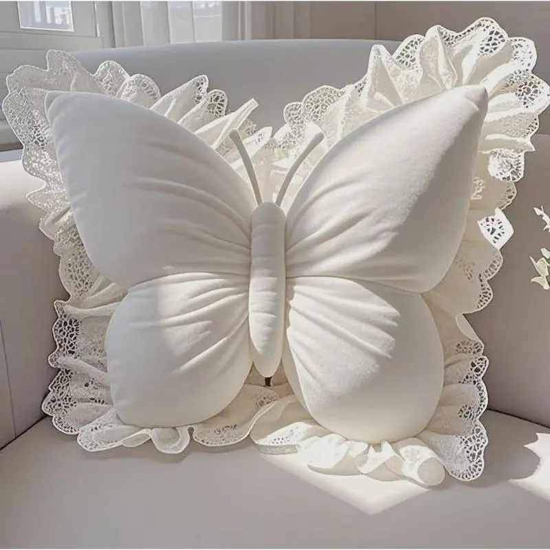 Butterfly-Shaped Lumbar Support Pillow - Soft Floral Decor Bedroom Living Room Office, Home Decor Items, Aesthetic Room Decor