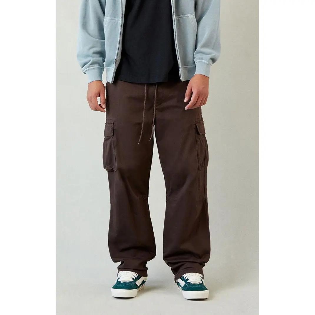 Pacsun Men's Stretch Brody Brown Cotton Cargo Baggy Pants Pacsun Men's Stretch Brody Brown Cotton Cargo Baggy Pants