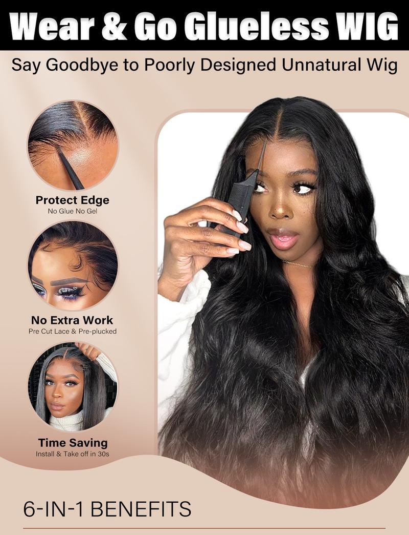 Wavymy Wear Go Minimalist Brown Highlights Water Wave Glueless 6x4 Closure Lace Long Wig Beginner Friendly