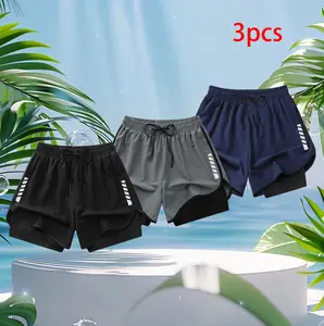 Men’s Sports Shorts 3-Pack Summer Lightweight Double-Layer Quick-Dry Underwear
