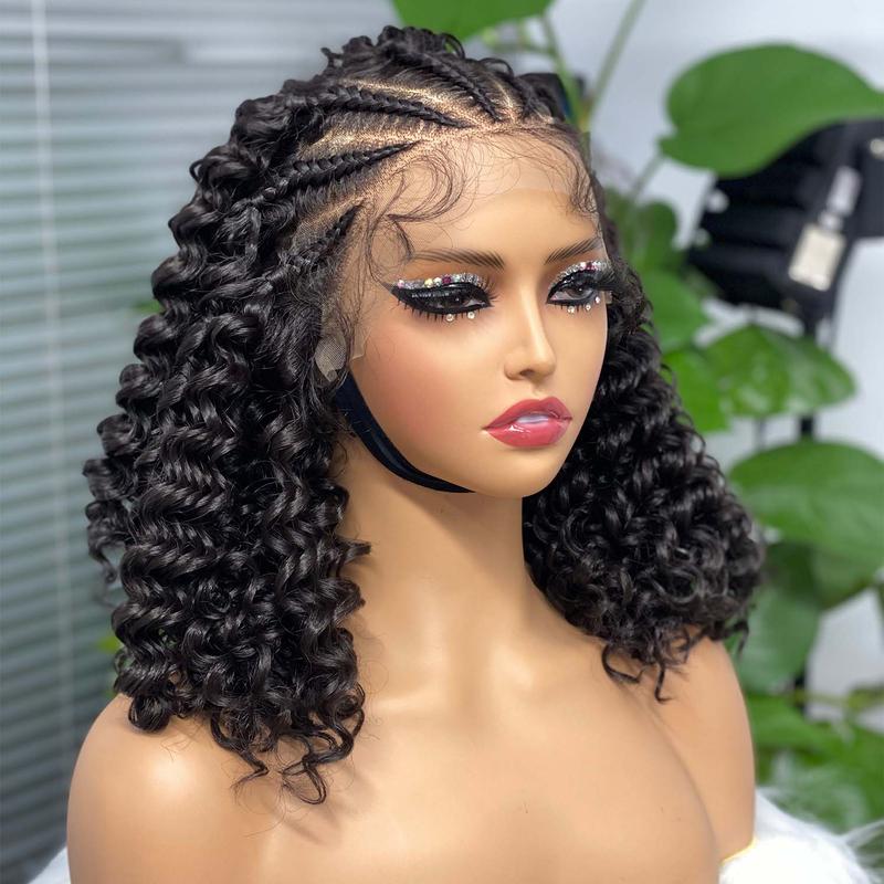SuperNova 14" Double Lace Frontal Knotless Short Bob Braided Wigs