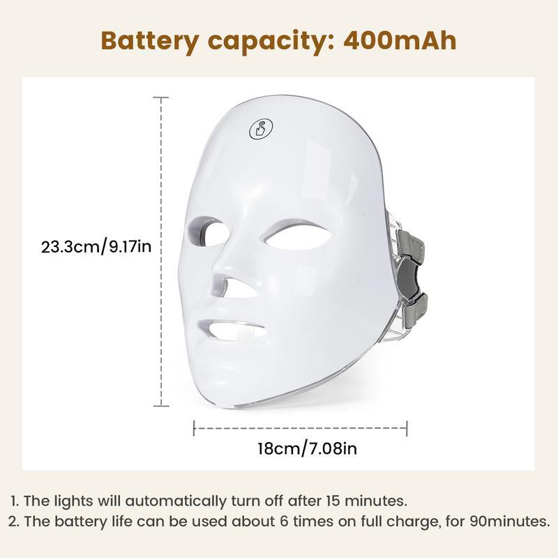 Red Light Therapy, 7 Color LED Light Face Mask, Photon Skin Rejuvenation For Daily Care, Cordless, Rechargeable, Ideal Gift For Women, Summer Gift Skincare Facial