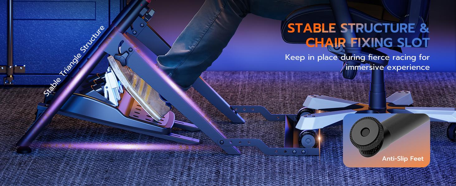 ARES WING Foldable Sim Racing Wheel Stand with Chair Fixing Slot, Formula and GT Racing Simulator Cockpit Compatible with Fanatec, Thrustmaster, Logitech, Moza, Racing Games on PS5, PS4, Xbox and PC