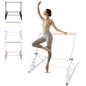 White Solid Wood Ballet Barre With Adjustable Range Of 31.5-39.5 Inches For Dance Practice