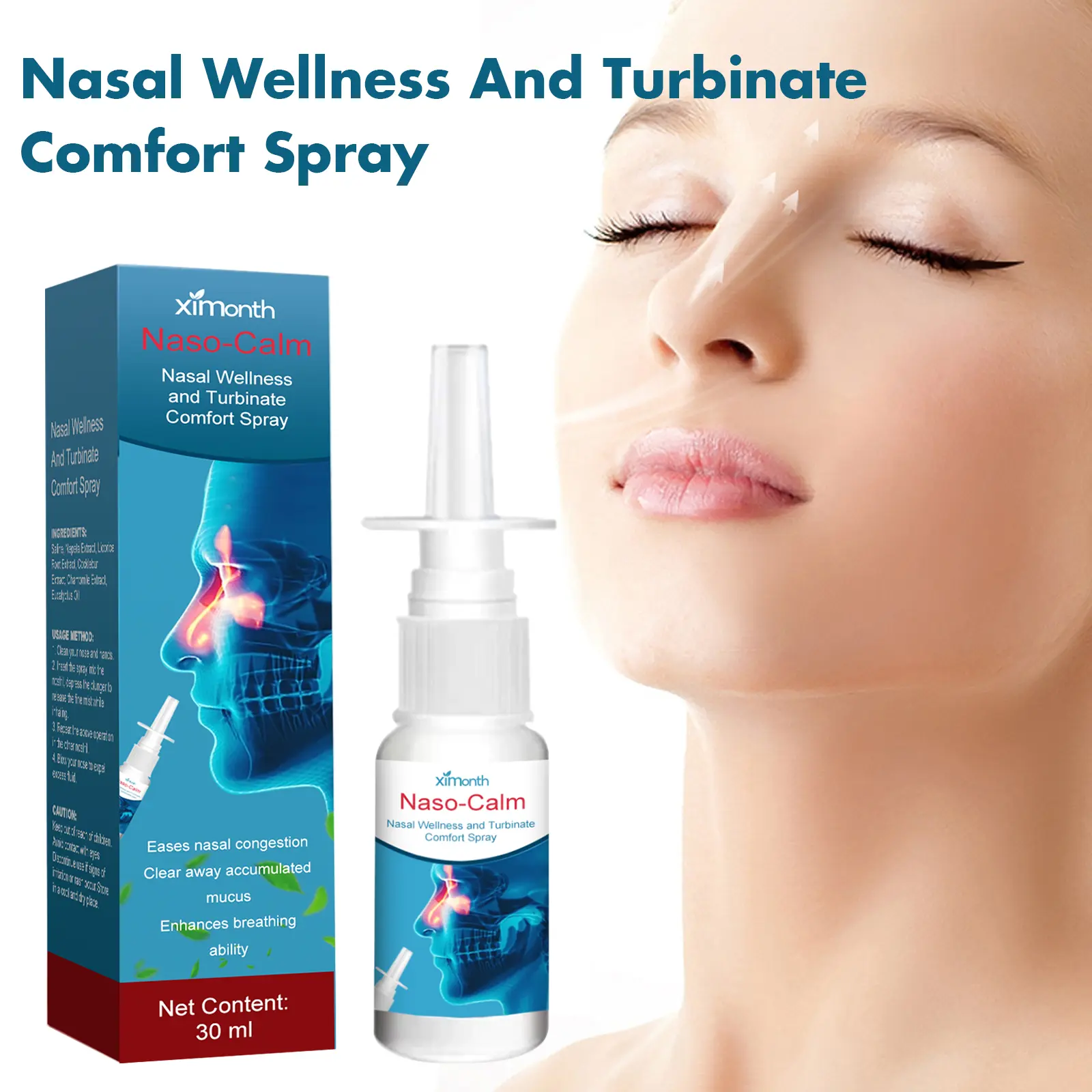 Ximonth Nasal Spray Relieves Nasal Congestion, Itchy Nose, Nasal Irritation And Nasal Cleansing Care Nasal Spray Soothes Itchy Nose & Nasal Irritation, Gentle Nasal Cleansing Spray
