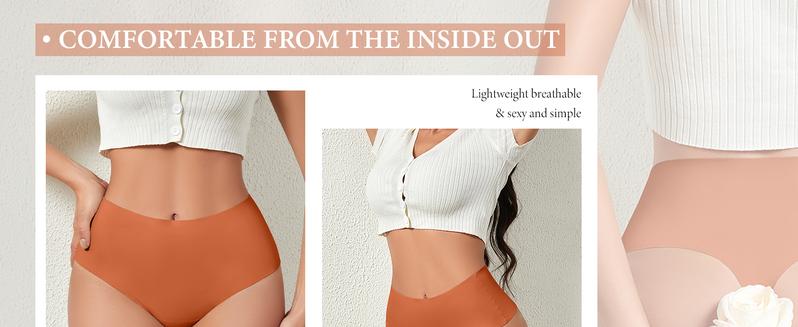 6 Pack Women's High-Waist Seamless  underwear No Show Soft Breathable Underwear Comfy Minimalist comfy Womenswear underwear women thong panties