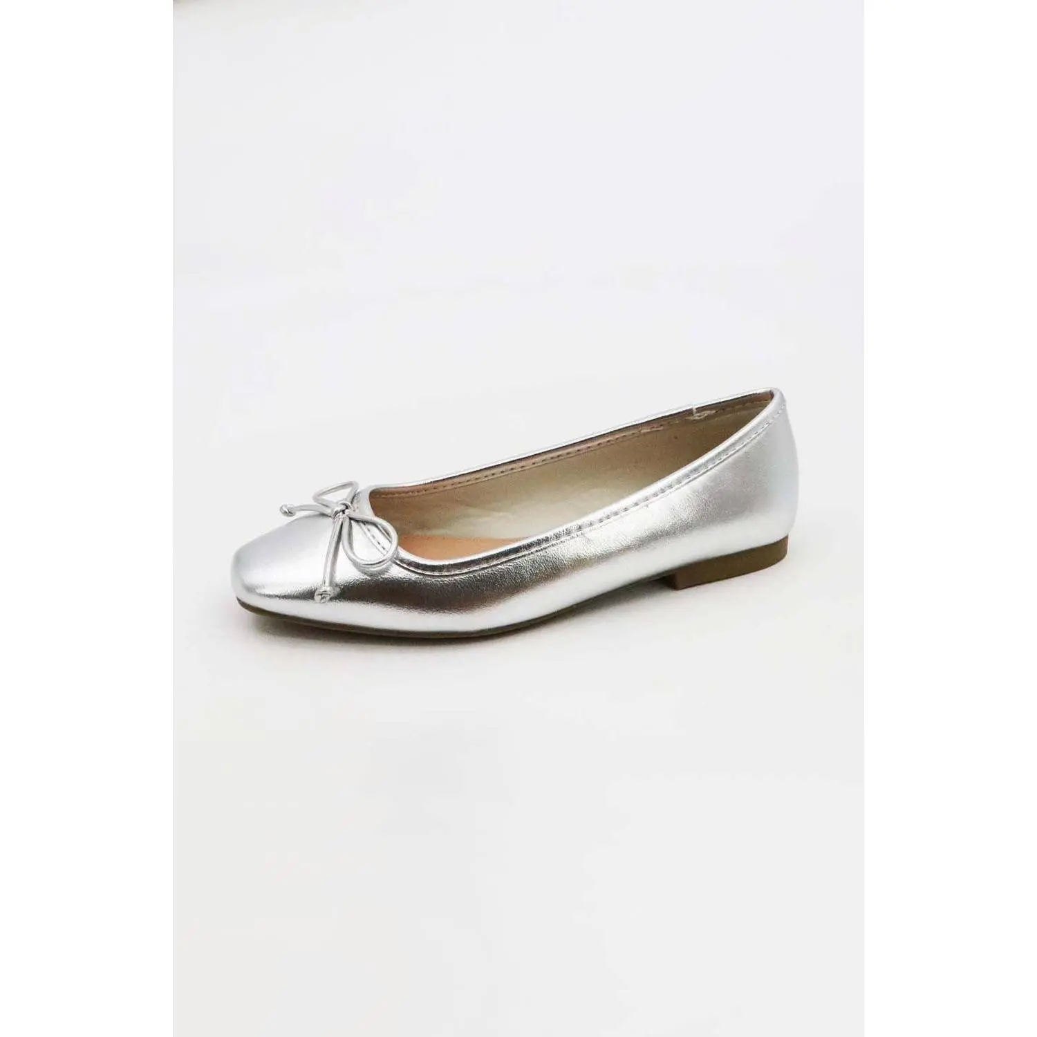Metallic Silver Ballet Flats
