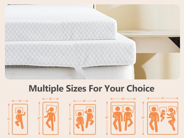 Memory Foam Mattress Topper with Removable Soft Cover, Thick Gel Infused Cooling Toppers Pad for King Size Bed, Sleeper Sofa, RV, Camper, CertiPUR US Certified, Ventilated