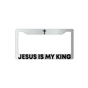 Jesus Is My King Chrome License Plate Frame
