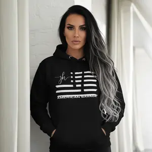 JH White Flag American Savage Unisex Hoodie Soft Cotton Blend Pullover with Pouch Pocket 3 Panel Hood for Chilly Evenings