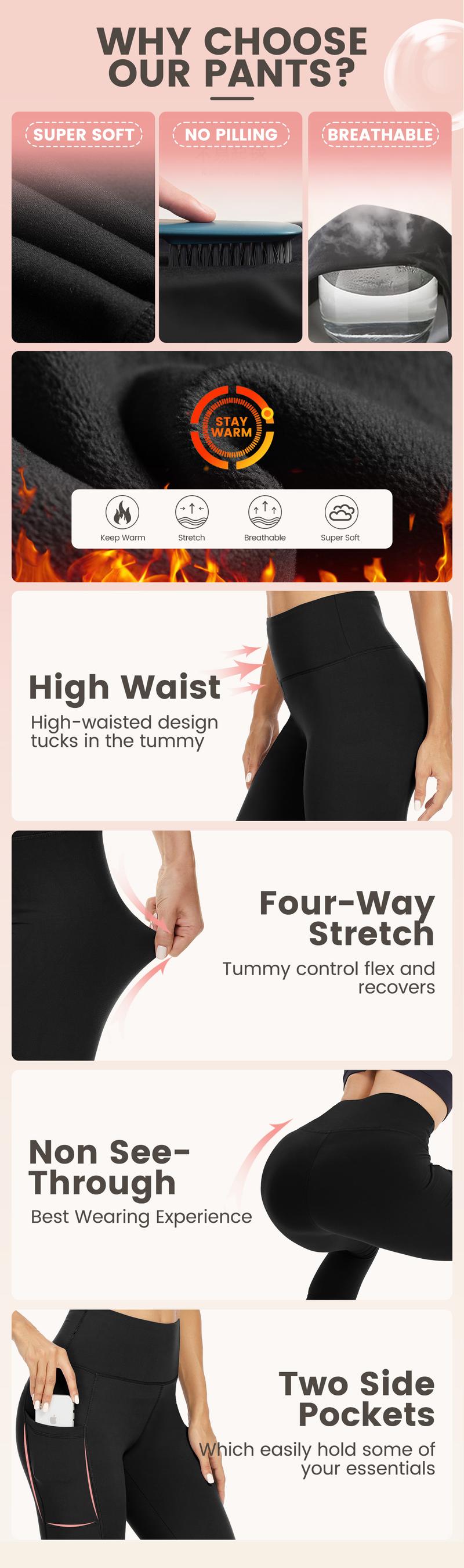 SHOWITTY Fleece Lined Leggings Women - High Waisted Winter Yoga Pants Tummy Control Soft Thermal Warm for Hiking Workout