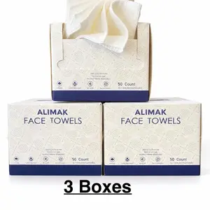 Face Towel Facial Washcloth Ultra Soft Thick for Sensitive Skin 50 Count 3 Pack Biodegradable Travel Friendly