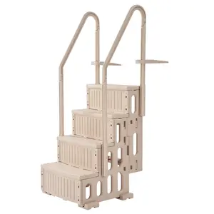 VEVOR Swimming Pool Ladder, 4-Step Double Handrails Stairs with Non-slip Heavy Duty Steps, Max Load Capacity 400 lbs, for 48-54 In Inground & Above-ground Pools of Any Decking Surface, Taupe
