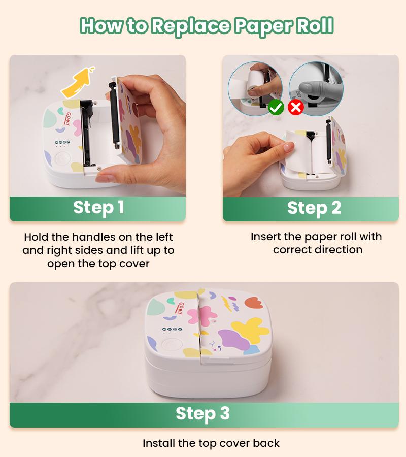 XenGro Mini Printer Bluetooth included 3 Roll label Thermal Pocket Printer,Inkless Small printer B&W Printing Only for Photos, Study Notes, Lists,Memos, Journals Printing Machine Sticky Label, Birthday Gifts for Kids White