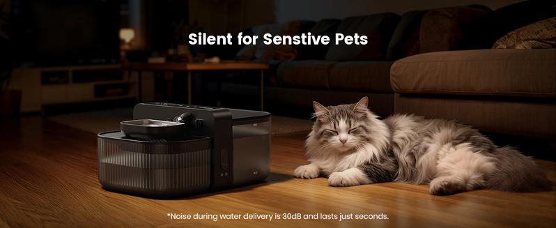 Oneisall Filterless Cat Water Fountain | 3.5L Automatic Stainless Steel Pet Dispenser with Separated Clean & Waste Tank, 2000mAh Battery (64-113 Days Runtime), Cordless, Detachable Easy-to-Clean Bowl, Scheduled Water Change (Up to 6x Daily)