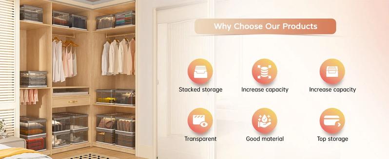 【Clearance】RaybeeFurniture 1-6 Tier Clears Plastic Storage Bins with Lid, Foldable Large Stackable Storage Bins with Wheels & Door, Dustproof for Versatile Storage Boxes Collapsible, Pefect for Bedroom, Living Room,Apartment Furniture