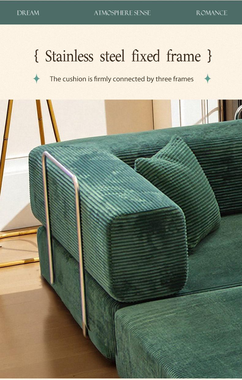 78.7'' Convertible Sleeper Sofa Bed with Cylindrical Pillow Corduroy Folding Mattress Couch Fixed-Shape Frame for Living Room Bedroom Studio Fully Assembled