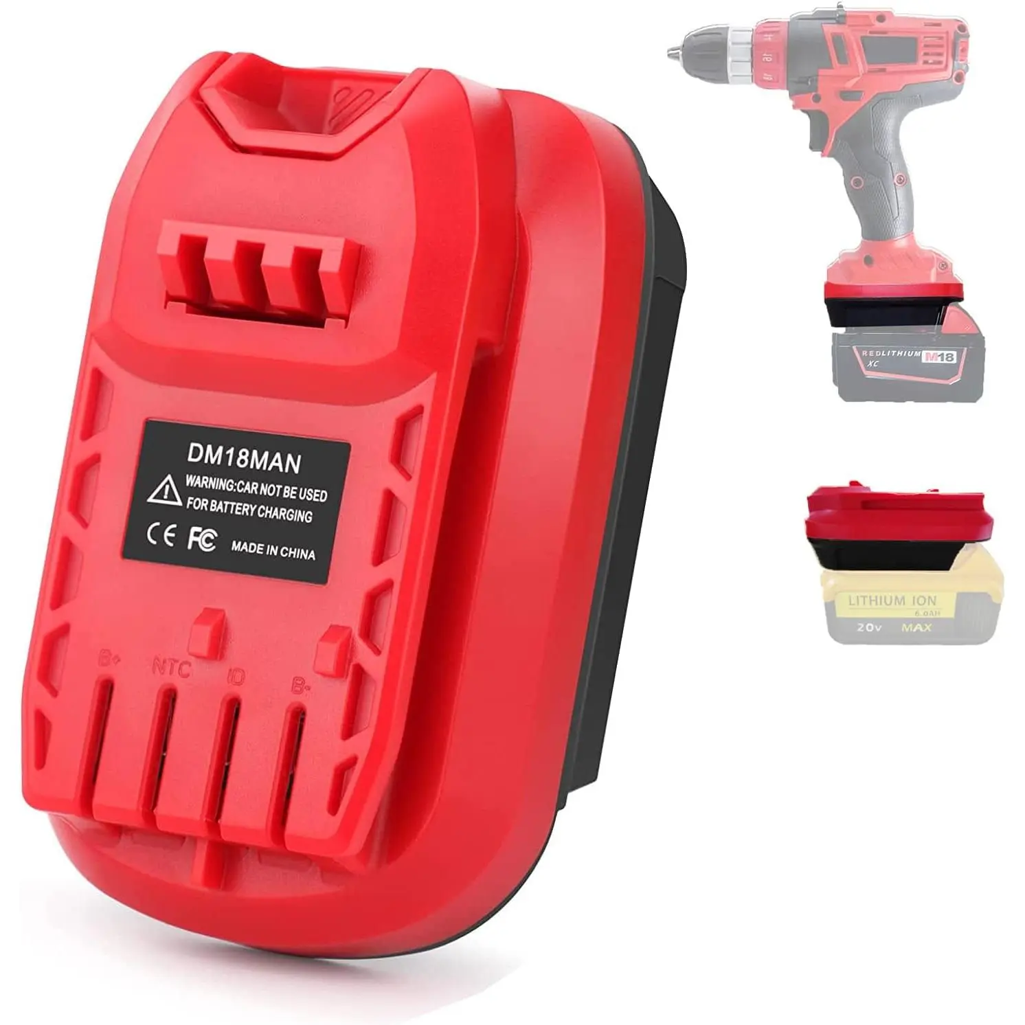 Universal Adapter for Craftsman V20 Tools Compatible with DeWalt MAX XR & Milwaukee M18 Batteries Non-Charging Battery Adapter