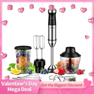 【6 in 1】Hand Blender Immersion Handheld Blender Mixer 20-Speed, Scratch Resistance Emulsion Stick Blender with Dough Hooks Egg Beaters Whisk Beaker Chopper, Best Gift