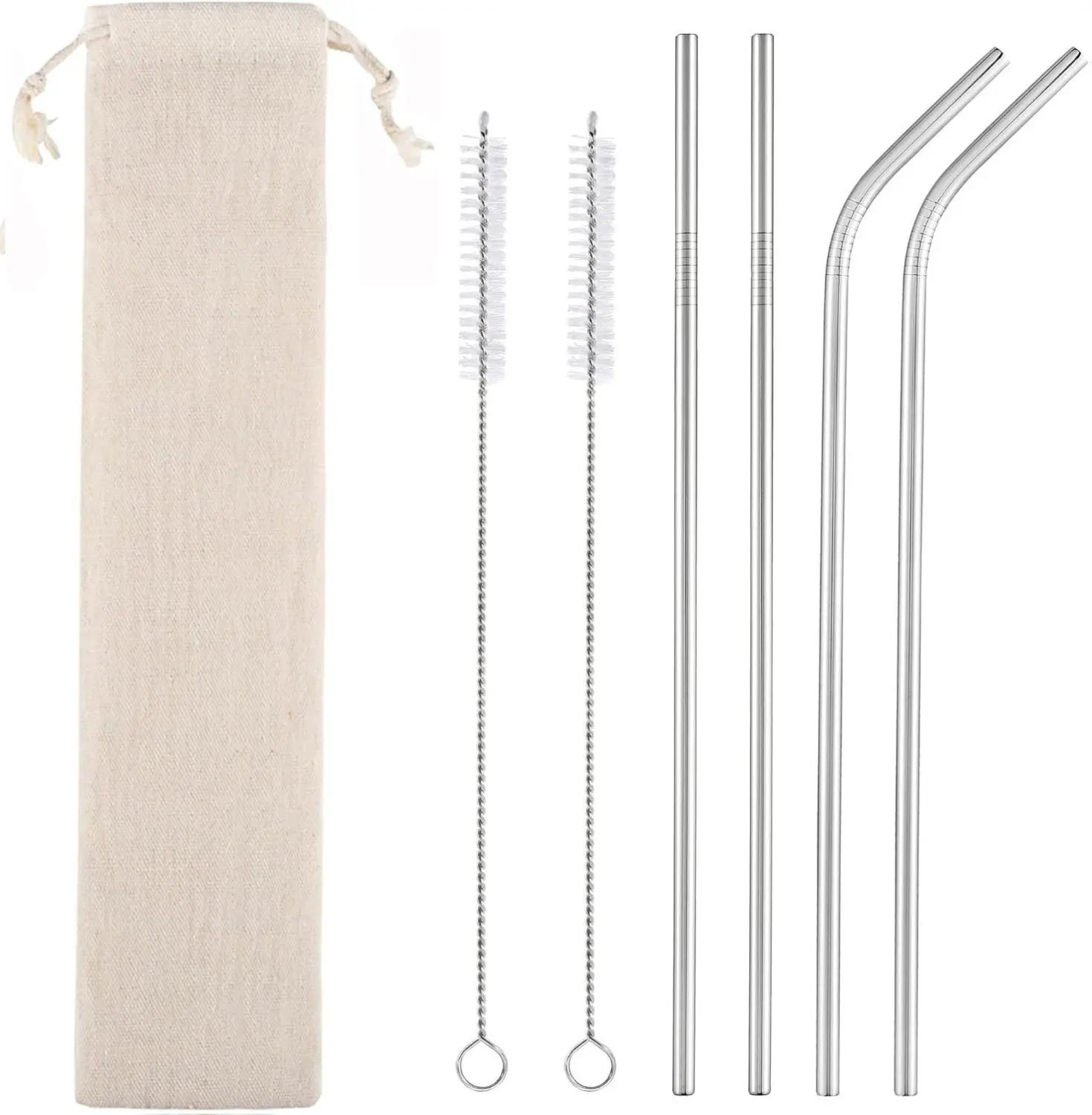 Unisex Eco-Friendly Reusable Stainless Steel Beverage Utensil Set - 4-Piece 10.5in Drinking Straws, Nylon Cleaning Brushes, Portable Case, Durable Steel for Daily Use, Bisphenol A (BPA)-Free Long Bar Utensils for 20oz-30oz Tumblers, Corrosion‑Resist