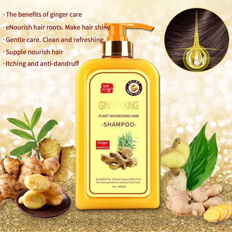 (2X) Ginger King Shampoo 500ml - Hair Growth Support & Anti Hair Loss Nourishing Thickening Conditioner Cleansing for Fuller Volume buy 1 get 1 free