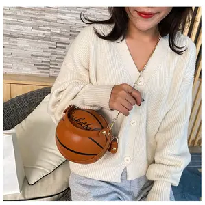 Basketball-Shaped Side Bag with Chain Strap for Stylish Everyday Use