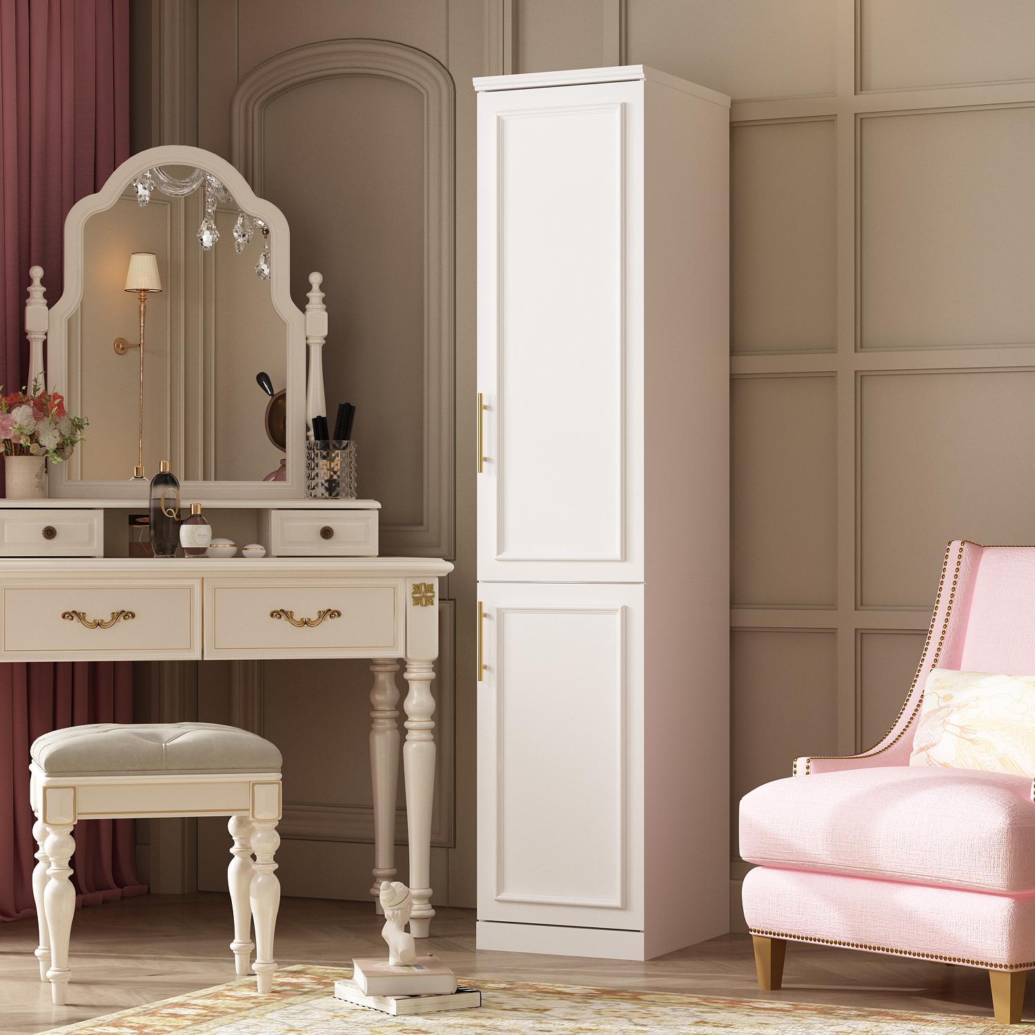 FUFU&GAGA Modern White Wardrobe Cabinet with 8 Doors, Hanging Rods, Gold Handles, Glass Doors, and 3 Drawers, Perfect for Bedroom or Cloakroom Furniture FUFU&GAGA Modern White Wardrobe Cabinet with 8 Doors, Hanging Rods, Gold Handles, Glass Doors, and 3 Drawers, Perfect for Bedroom or Cloakroom Furniture