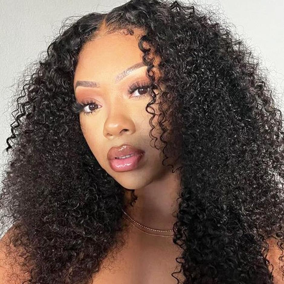 FORGIRL FOREVER Wear And Go Glueless Wig Drawstring Wear Go Half Wig 7x5 Pre Cut Bleached Knots Afro Kinky Curly Wig Lace Front Human Hair Wigs