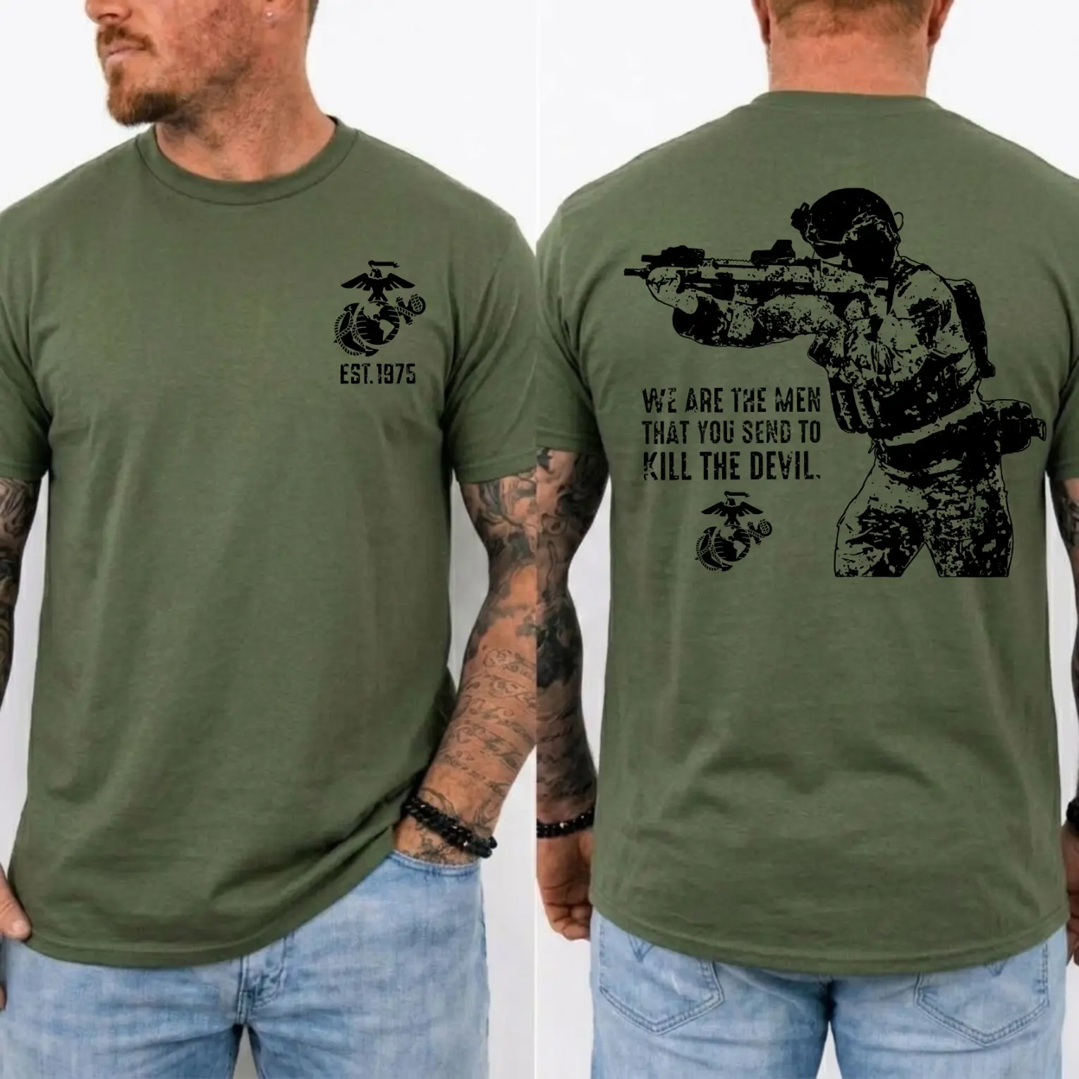Men's U.S Marine Corps Sniper Graphic tee & hoodie, Relaxed Fit streetwear in soft, Veteran insprired unisex cotton shirt, Military gift