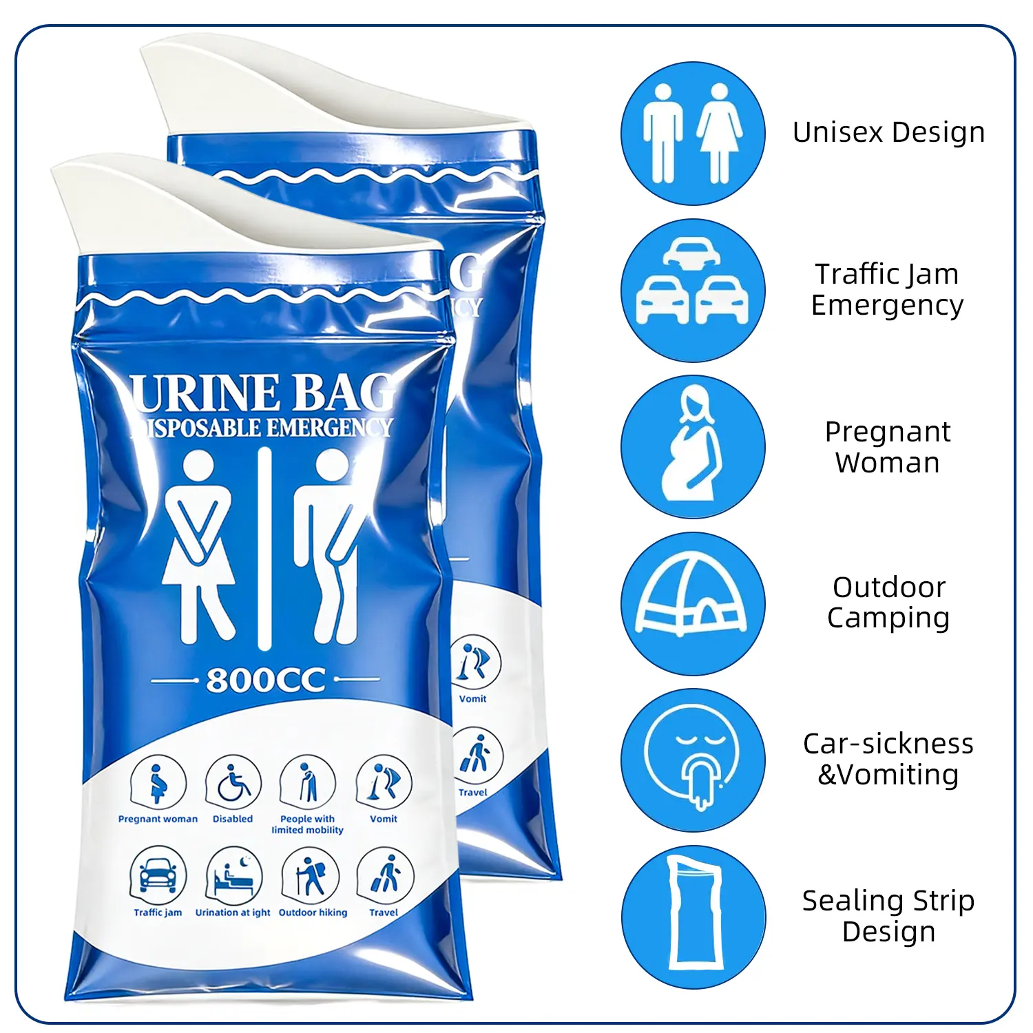 Leakproof Disposable Emergency Urinal Bags, 12 PCS 800ML Portable Unisex Pee Bags, Urine & Vomit Bags for Travel Camping Traffic Jam Men Women Kids Patient   mothersdaygift Summervibes DealsForYouDays