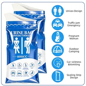 Leakproof Disposable Emergency Urinal Bags, 12 PCS 800ML Portable Unisex Pee Bags, Urine & Vomit Bags for Travel Camping Traffic Jam Men Women Kids Patient