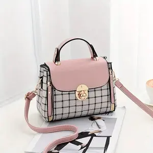 Women's Plaid PU Leather Crossbody Bag | Stylish Flap Purse with Buckle Decor | Trendy Shoulder Handbag Yogodlns